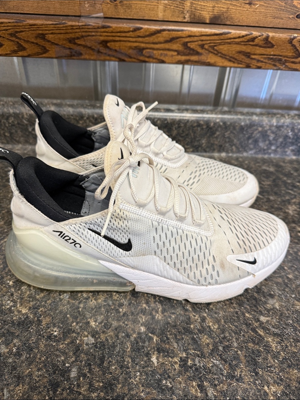 Nike Air Max 270 Off-White and Black Mesh Sneakers
